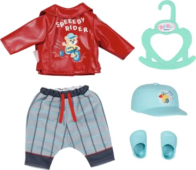 Zdjęcie produktu dla BABY born® Little Cool Kids Outfit 36 cm (kurtka, spodnie, czapka, buty i wieszak na ubrania)