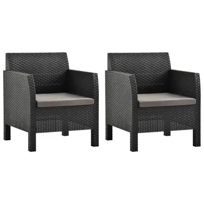 Immagine prodotto di vidaXL Gartenstühle mit Kissen 2 Stk. PP Rattan Antracite