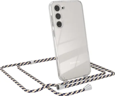 Produktbild von EAZY CASE Handykette kompatibel mit Samsung Galaxy S23 Plus, Handyhülle mit Umhängeband, Handykordel, Schutzhülle Clear, Band in Beige