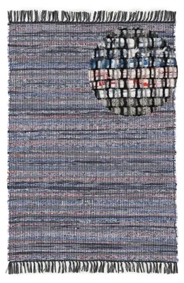 Produktbild von carpetfine Flickenteppich Kelim Chindi Schwarz 60x110 cm | Fleckerlteppich aus Baumwolle für Wohnzimmermit Fransen