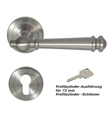 Produktbild von Massiv Messing Türbeschlag Kos R PZ Nickelmatt Türdrücker Türklinke