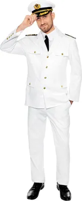 A man in a captain's uniform salutes.