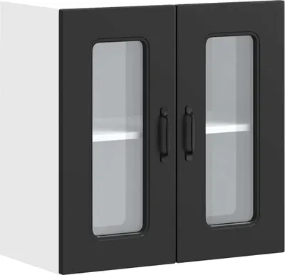 Produktbild von "im Angebot" Küchen-Hängeschrank mit Glastür Kalmar Schwarz Holzwerkstoff - Küchenschränke CC23950