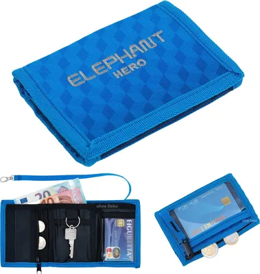 Produktbild von Geldbörse Kinder Portemonnaie Elephant Hero Signature Wallet mit Schlüsselgurt und Karabiner Börse Jungen Mädchen Schülerbörse 12864 Dark Blue Cube