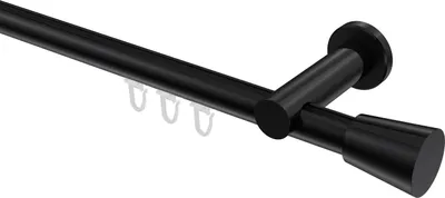 Produktbild von Interdeco Innenlaufstange / Gardinenstange mit Innenlauf Schwarz, Typ Platon Sitra (Konus), 20 mm Ø 1-läufig, 440 cm