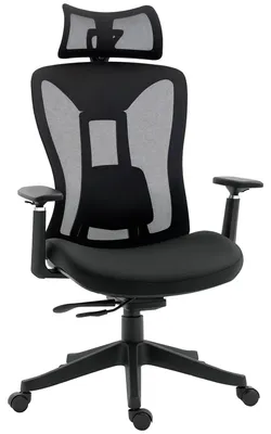 Imagen del producto de Silla de Escritorio de Malla con Reposacabezas Ajustable Soporte Lumbar y Reposabrazos 3D 70x66x128 cm Negro