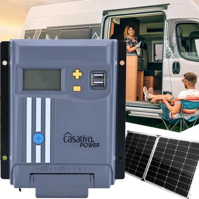 Produktbild von MPPT Solar-Laderegler 40A für 12V & 24V Batterien – Solarladegerät mit LCD-Display, 2 USB-Ports & vollem Überspannungsschutz
