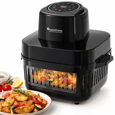 Produktbild von TurboTronic Glas-Heißluftfritteuse 6 l – AFG6 – Airfryer 1600 W, digital, 7 Programme, Touch-Display, 50–180 °C, Heißluftofen, BPA-frei, fettarmes Garen schwarz
