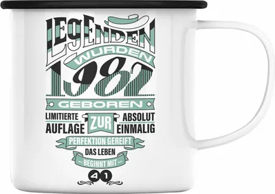 Produktbild von TRENDATION 40. Geburtstag Emaille Tasse Frau Mann Geschenk 40er Geschenkidee 40 Mutter Vater (Schwarz)