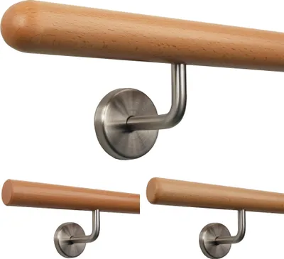 Produktbild von TIBU Handlauf Holz Buche Ø 35 mm Geländer Treppe 0,3m - 5m, Länge 30 cm und Enden Halbkugel gefräst