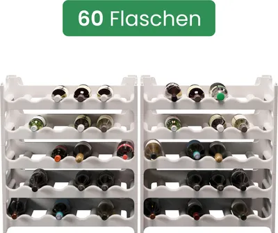 Zdjęcie produktu dla ARTECSIS – plastikowy regał na wino, do układania w stosy, na 60 butelek, regał na butelki, kolor granitowy