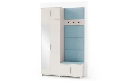 Produktbild von Garderoben-Set Napoli Version 4: Kleiderschrank mit Polsterpaneelen, Schuhschrank Flur und Eingangsbereich (Cashmere/Trinity 22)