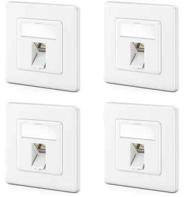 Produktbild von deleyCON CAT7 Netzwerkdose 1 Port 10 Gigabit Unterputz, 4 Stück - Weiß