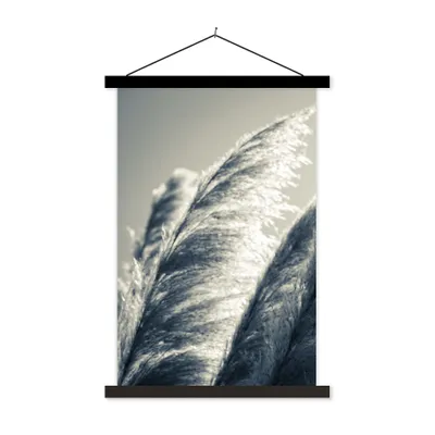 Produktbild von MuchoWow® Textilposter Pampasgras - Schwarz - Weiß - Natur 120x180 cm mit schwarzem Rahmen - Fotos