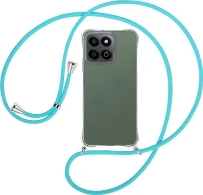 Produktbild von Handykette Backcover-Schutzhülle mit Band (Metall silberfarben) für Honor 200 Smart 5G - türkis