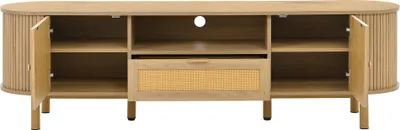 Produktbild von Merax Wohnzimmermöbel-Set mit abgerundete Kanten, höhenverstellbarer Couchtisch und TV-Schrank, Möbelset in Holzoptik, Stauraum