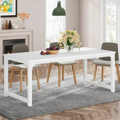 Immagine prodotto di Tavolo da pranzo 180 x 80 cm, tavolo da cucina in stile industriale per 6-8 persone, rettangolare con struttura in metallo robusta