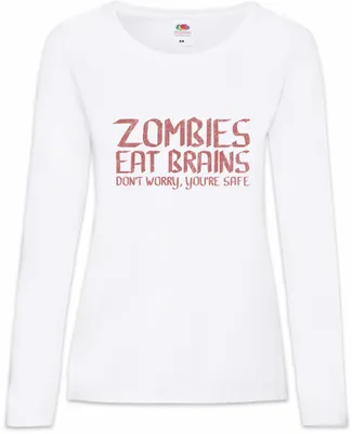 Produktbild von Urban Backwoods Zombies Eat Brains, Damen Langarmshirt, Farbe: Weiß, Größe: L