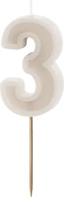 Produktbild von Geburtstagskerze Zahl 3, beige, 6 cm