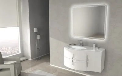 Produktbild von Badmöbel-Set Baden Haus Sting BxHxT 104 x 146,5 x 52 cm Frontfarbe weiß hochglanz mit Waschtisch Glas weiß und Waschtisc