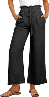 Obrázok produktu pre Dámske letné nohavice voľného strihu s nastaviteľným pásom - BELLASTAR Black L