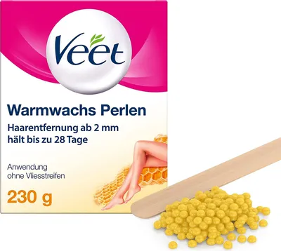 Produktbild von Veet, Warmwachs Perlen, Haarentfernungspflaster mit Bienenwachs, 230g