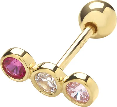 Productafbeelding van Oorbellen van cartilage, uniek ontwerp, voor dames, goud 375/1000 met zirconiumoxide, - 3mm*8mm; TRS26142