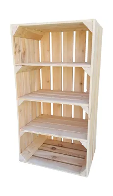 Obrázek produktu pro Bedna na víno 75x40x30 cm – dřevěná bedna s policí jako botník 3 police – přírodní