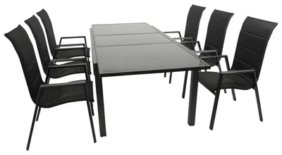 Produktbild von Garnitur 7-teilig 307,0 x 106,5 x 227,0 cm Aluminium Glas Kunstgewebe Anthrazit