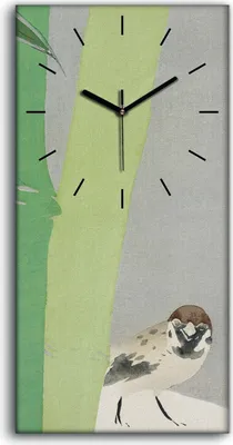 Produktbild von Wandbild Leinwand Bilder mit Uhr 30x60 Gemälde Tier Vogel Sperling Kunst - schwarze Hände