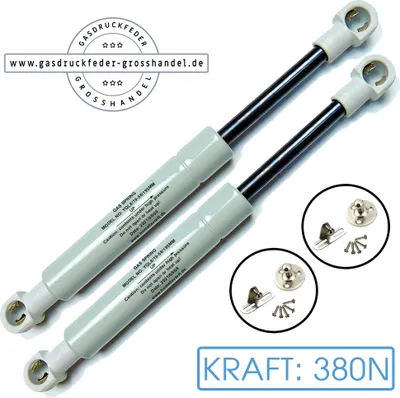 Produktbild von 2x Gasdruckfeder Ersatz für LIFT-O-MAT 380N mit Beschlag Gasdruckdämpfer Gasfeder Kompressionsfeder Kesseböhmer Möbel Küche