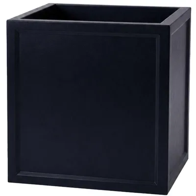 Produktbild von VIVANNO Blumentopf Fiberglas BLOCK COTTAGE Würfel, Anthrazit matt - 50x50x50 cm