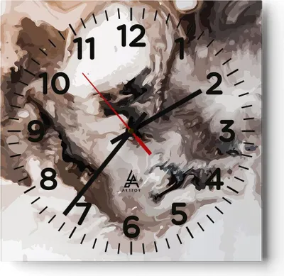 Produktbild von Wanduhr - Quadrat - Glasuhr - Abstraktion modern - 40x40cm - Schleichendes Uhrwerk - Lautlos - zum Aufhängen bereit - Dekoration Modern - Wanddekoration aus Glas - C4AC40x40-4072