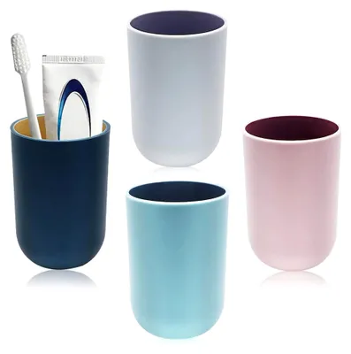 Produktbild von 4er Set Zahnputzbecher, Mundspülbecher, Tragbarer Kunststoffbecher für das Badezimmer und auf Reisen