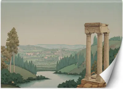 Immagine prodotto di Murale XXL paesaggio alberi architettura carta da parati per pareti 350x245 cm colore Verde tema Paesaggi
