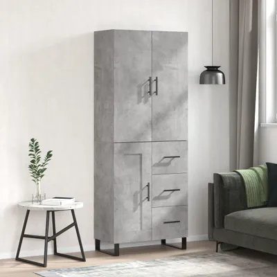 Produktbild von vidaXL Highboard Betongrau 69,5x34x180 cm Holzwerkstoff