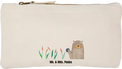 Produktbild von Mr. & Mrs. Panda Pouch Otter Stein Größe S Klein - Weiß - Geschenk, Stoffbeutel, Grüßen, Seeotter See, Mäppchen, Pflanzen, Neugierig, Federmappe, Etui, Kosmetiktasche
