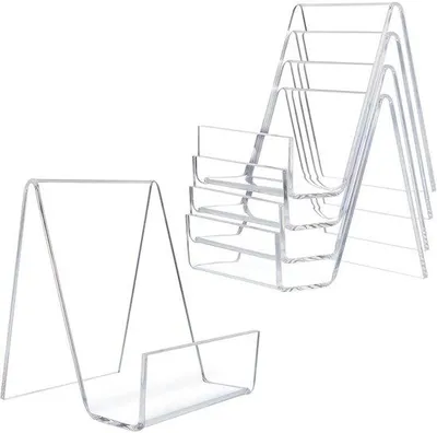 Produktbild von Unyqoos® Transparentes Acryl‑Leseständer 5er‑Set – 7,5×9×10,5 cm, klar, stapelbar, bis 1 kg, für Bücher, Kunstwerke & Tablets