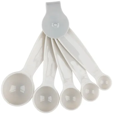 Produktbild von MESSLÖFFEL Set 5-teilig aus Kunststoff Grau Messbecher Dosierlöffel Löffelmaße Meßlöffel 12