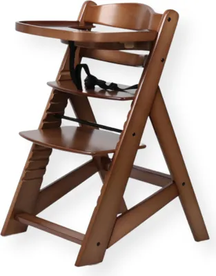 Produktbild von Buxibo Holz-Wachstumsstuhl Kind - Inklusive Essbrett - Verstellbarer Kinderstuhl für Komfort und Design - Inklusive Kissen - 48×58×80cm - Walnut