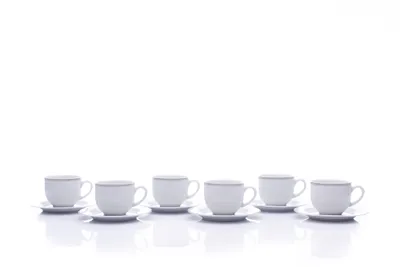 Zdjęcie produktu dla Zestaw filiżanek i spodków, Opal, 165 ml, koronka, szary, porcelana Thun 1794, 6 szt
