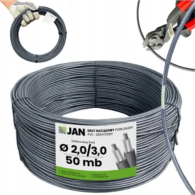 Produktbild von Spanndraht Draht - Draht Beschichtet - Graphit - 50 M - 3,0 Mm - Korrosionsbeständig