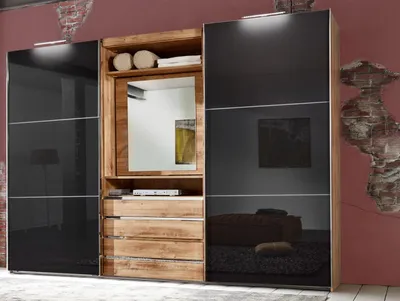 Immagine prodotto di Armadio Magic ad ante scorrevoli Armadio 300cm a 2 ante in rovere vetro grigio 16714