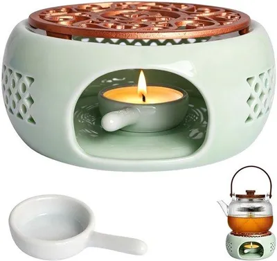 Zdjęcie produktu dla Ceramiczny podgrzewacz do herbaty z uchwytem na świece i podstawką