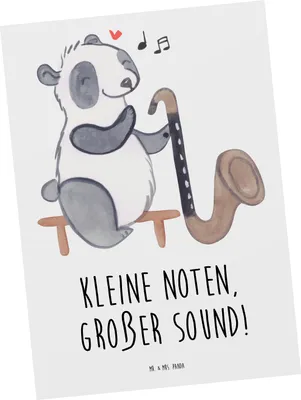 Produktbild von Mr. & Mrs. Panda Postkarte Bassklarinette Sound - Weiß - Geschenk, Musikinstrument, Humor, Musik, Lernen, Musikliebhaber, Musiker, Designkarte, Ansichtskarten, Postkarten