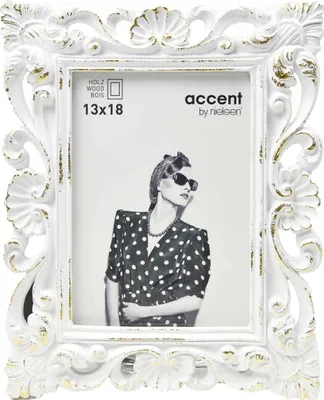 Image de Cadre photo Nielsen Accent Fiore, dimensions 13x18 cm, finition blanc et or