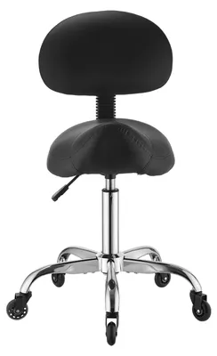 Zdjęcie produktu dla SucceBuy, taboret kosmetyczny, udźwig 226,8 kg, obrotowy taboret z regulacją wysokości i oparciem, ciche kółka, ergonomiczne siedzisko z ekoskóry, obrót o 360°, idealny do salonu, spa, baru, gabinetu, kolor czarny