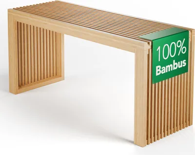 Produktbild von NewHabitat Sitzbank aus Bambus – Hochwertige Garderobenbank Holz (90x43x33 cm)
