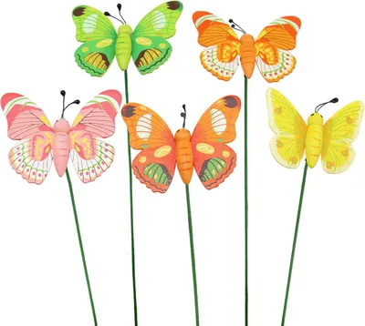 Produktbild von Blumenstecker Schmetterling Holz Dekoration Garten Balkon Frühling 7,5cm Bunt 16 Stk, 16 Stück