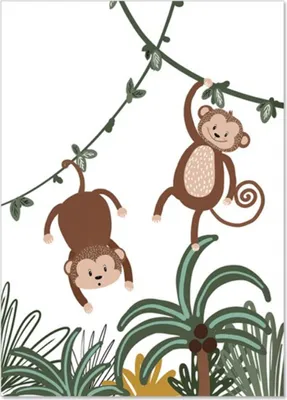 Produktbild von TPFLiving Kunstdruck LW-1200 (OHNE RAHMEN) Poster - Leinwand - Wandbild - Hochauflösender Giclée-Druck, langlebig und hochwertig - Affe, Giraffe, Löwe für Kinderzimmer -  - Größe: 20x25cm